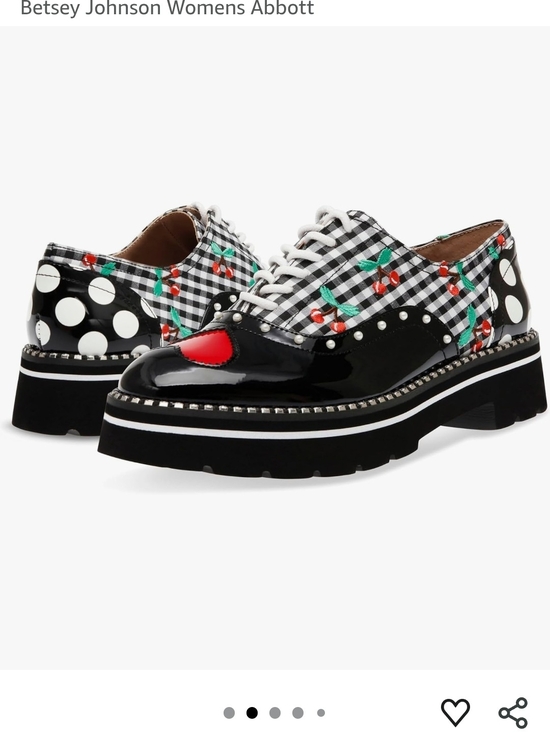 Betsey Johnson Shoes - NWOT SZ 10 Betsey Johnson Abbott Ladies Chunky Cherry Gingham Lace-Up Loafers